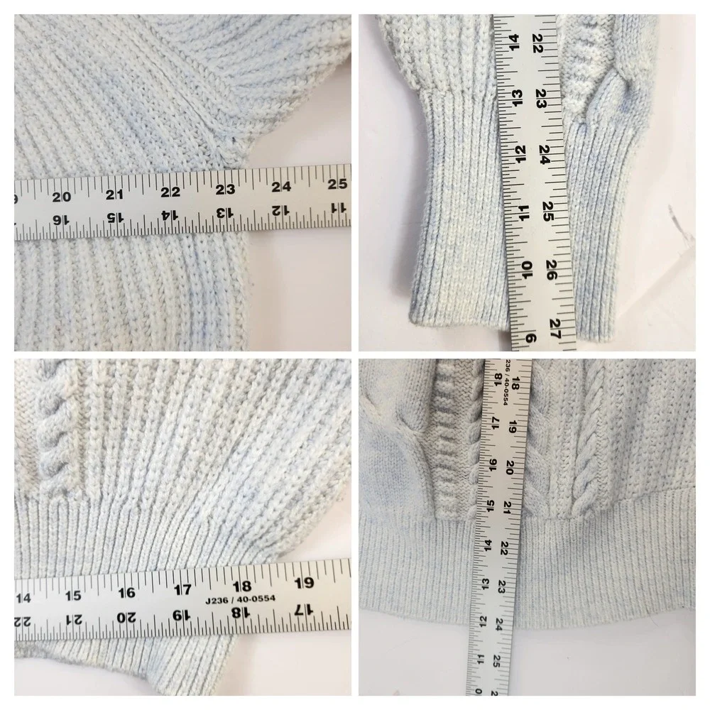 Haven Well‎ Within Fisherman Cable Knit Sweater Light Blue Women's XL Chunky Top